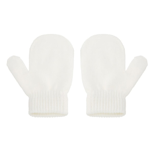 Söt stickad Pompom Baby Hat Handskar Cap Tjock Varm Tjej/Pojke Hatt Handskar Beanie Vinteröra Varm Barn Hatt Baby Bonnet Muts WhiteGloves