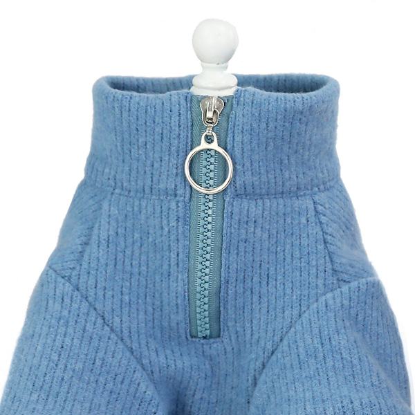 Lämmin vetoketjullinen villainen talvikissa lemmikkivaate Deep blue M