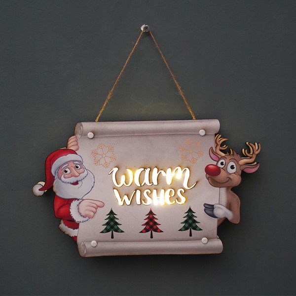 Joulu koristeovi kyltti LED-valo Juhlakokoontuminen Uudenvuoden loma rekvisiitta seinäkoristeet SD-02A large Warm Wishes