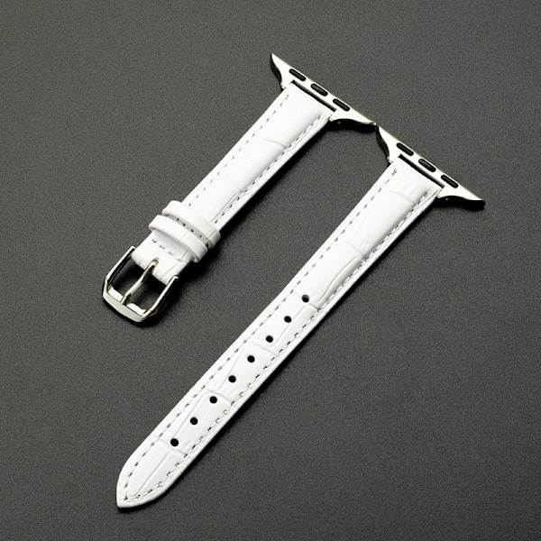 Klockarmband för Apple Watch iWatch 38/40/41mm - lager bambumönster 14 smal midja vit