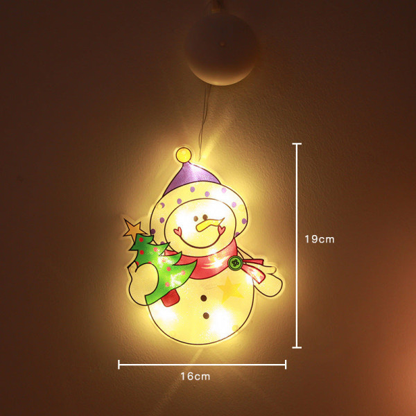 LED Christmas Sucker Lamp Santa Snögubbe Form Fönster Fönster Klistermärken Hänglampa Holiday Sucker Juldekoration Light Train Christmas [trumpet]]