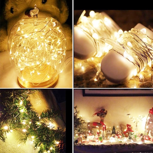 Luces Led Kobbertråd Fe Lys Batteridrevne LED Lysstreng Party Bryllup Indendørs Juledekoration Guirlande Lys Yellow 5M