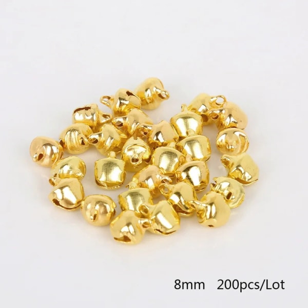 50-300 st Guld Bjällror Järnhängen Hängande Julgransprydnader Juldekorationer Fest DIY Hantverkstillbehör 14mm 50Pcs