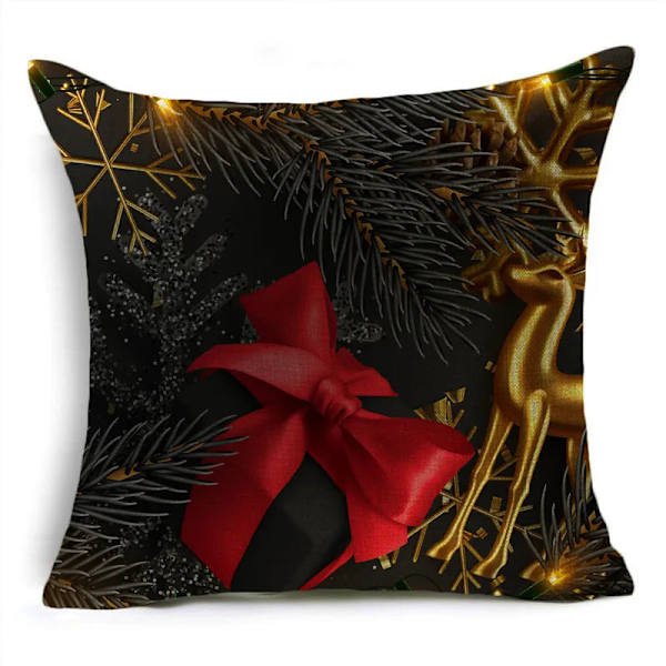 Merry Xmas Prydnadskuddar Överdrag 40/45/50cm Julgran Snögubbe Ornament Bollar Kuddfodral för Soffa Vardagsrum Heminredning 40cm x 40cm 01