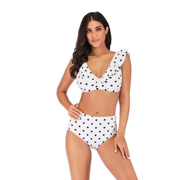 Flickbaddräkt Stor Storlek Prickig Delad Sexig Bikini Dam Enfärgad Andningsbar Badkläder Polka dot S