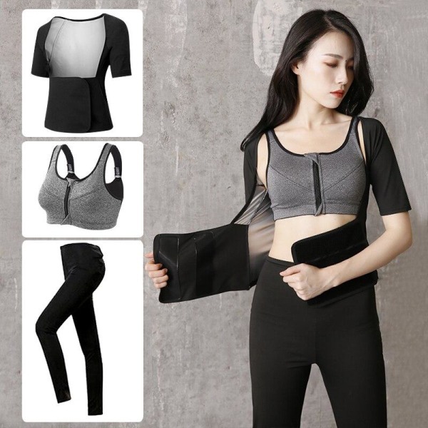 Yoga Set Sport Sweatshirt Träning Viktminskning Smal svettning Bra Pants L