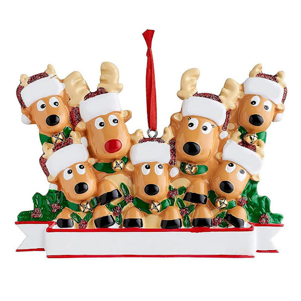 Personlig Familj Julgran Julgranskula Dekoration Ornament Älg Hjort Familj Julhelg Dekorationer 7 heads