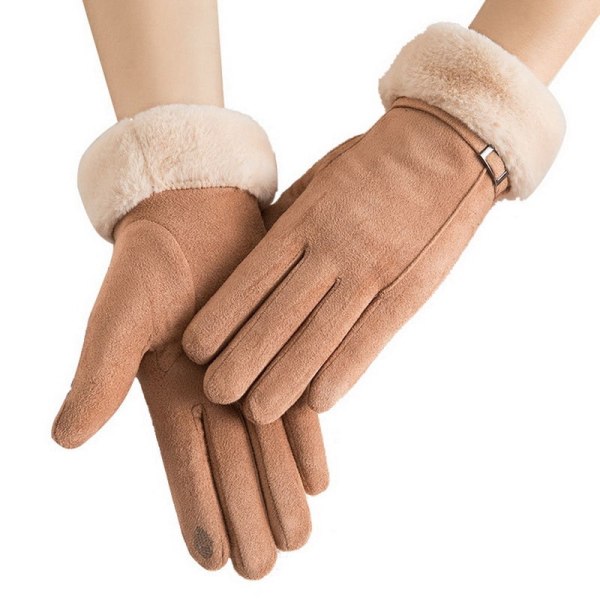 Söta lurviga varma handskar höst och vinter damhandskar fullfingerhandskar dam utomhussporthandskar damhandskar skärm 15 One Size