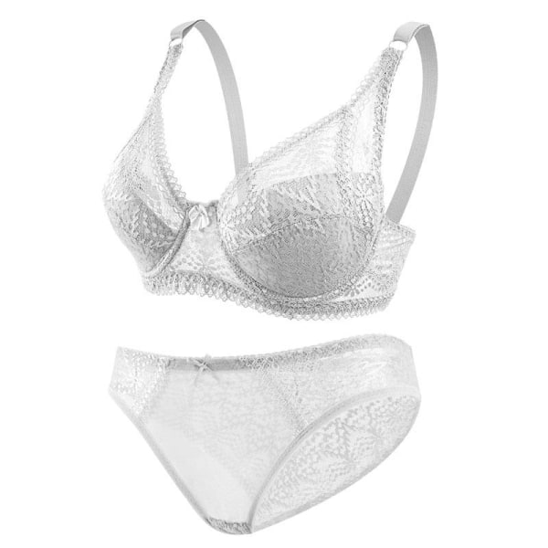 Queenral Spets BH Plus Size BH Dam Underkläder Bralette Crop Top Sexig Dam BH Stor BH Tubtopp Dam Push Up Behå Spets BH Beige 90C