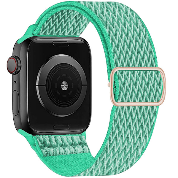 Nylonstropp for Apple Watch-reim 44 mm 40 mm 41 mm 45 mm Justerbar elastisk solo loop-beltearmbånd Apple Watch Series 7 6 se 5 4 3 Spearmint 38mm - 40mm - 41mm