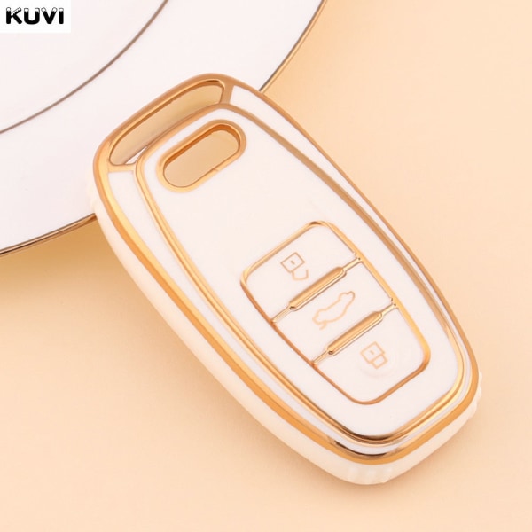 Uusi TPU 6D Pinnoitettu Auton Kaukosäätimen Älyavain Kotelo Kuori A1 A3 A4 A5 A6 A7 A8 Quattro Q3 Q5 Q7 2009-2015 Lisävarusteille White