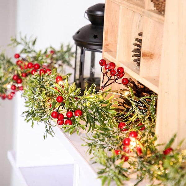 Røde Bær Kongler Juletre LED Dekorativ Lys Kobbertråd Lys Juletre Kongle Lys Vanntett Lyslenke Furu Nåler Dekor Default Title