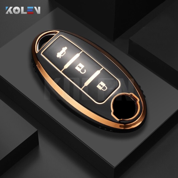 TPU Car Remote Key Case Cover Shell För Nissan Qashqai X-Trail T31 T32 Juke J10 J11 Tiida Altima Pathfinder Kicks For Infiniti C Style Black