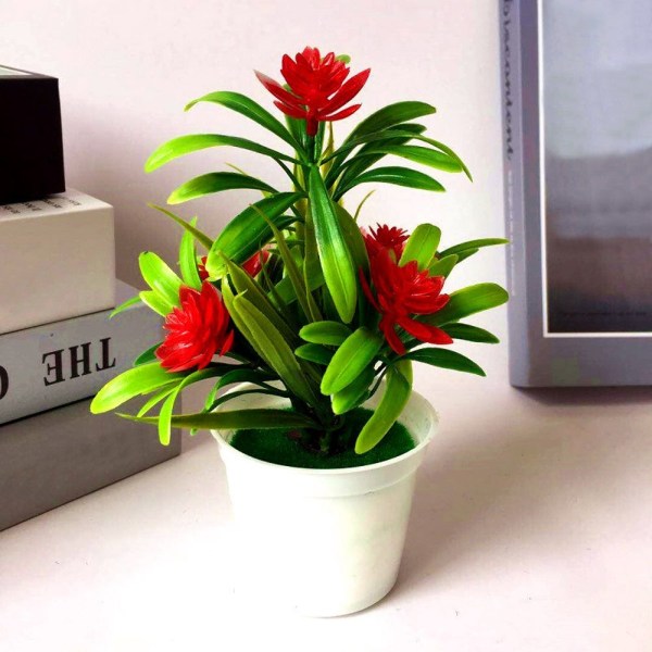 1 stk. Kunstige planter Bonsai Lite Tre Potteplanter Bonsai Blomster Falske Blomster Pottepynt Hjem Hage Dekor Kontor Dekor Red China