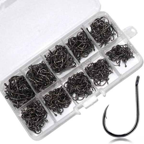 Fishhook 100st Fiskekrokar Set Kolstål Enkel Cirkel Fiskekrok Flugfiske Jip Hullingförsedda Karpkrokar Havsfiske Tillbehör Default Title