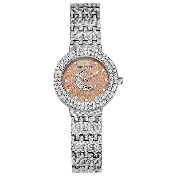 Temperament Entry Lux Studentklocka Strassbesatt Silverarmband Kvarts Damklocka Light brown
