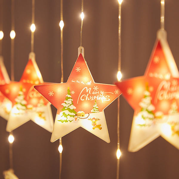 Julemåne Dekorativ Lys Gummiledning Gardin Lys Farvet Lys Butik Julestemning Layout Vandtæt Lyskæde Warm White Star Moon