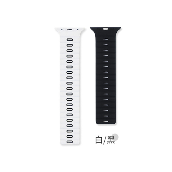 Klockarmband för Apple Watch iWatch 38-41 S10/42mm svart box Ris korn magnetisk sug - vit/svart