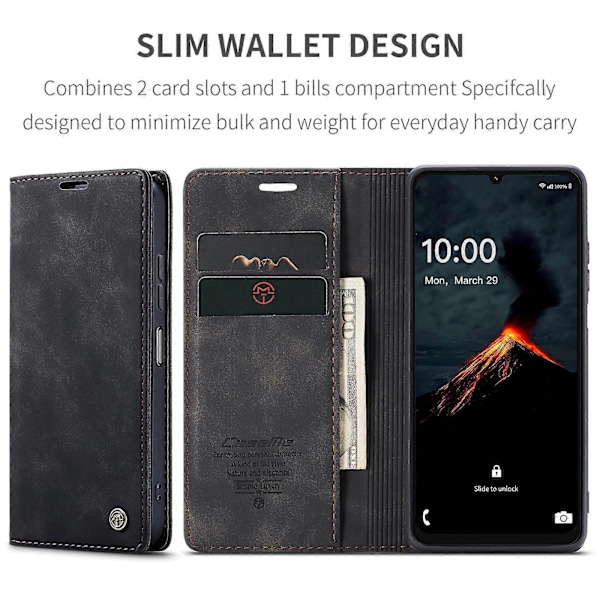 CaseMe 013 Multifunktionellt Horisontellt Flip Läder Telefonfodral Black For Samsung Galaxy A26