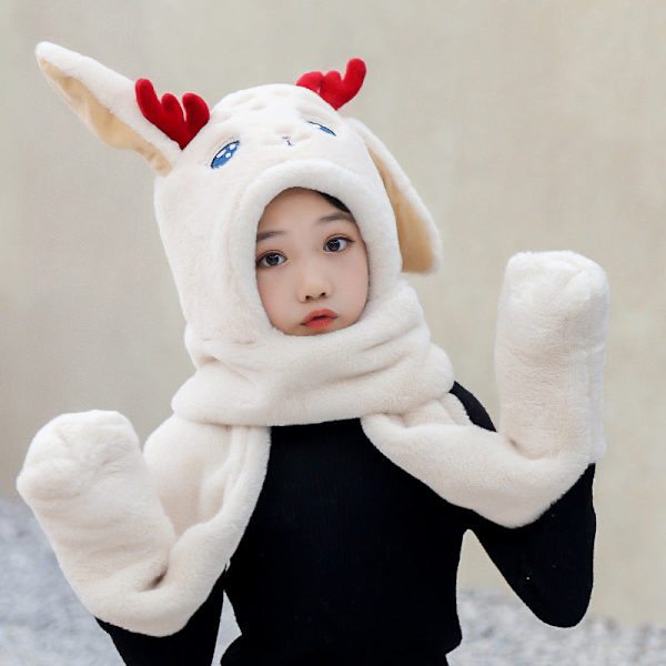 Mjuk halsduk Älgmössa Tredelat Koreansk Stil Trendig Varm Halsduk Öronskydd Integrerat Khaki