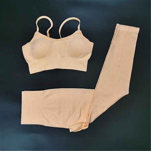 Yoga Set Träningsshorts Sportkläder Fitness Ensembler Sportkläder Damkläder Orange Set Long S