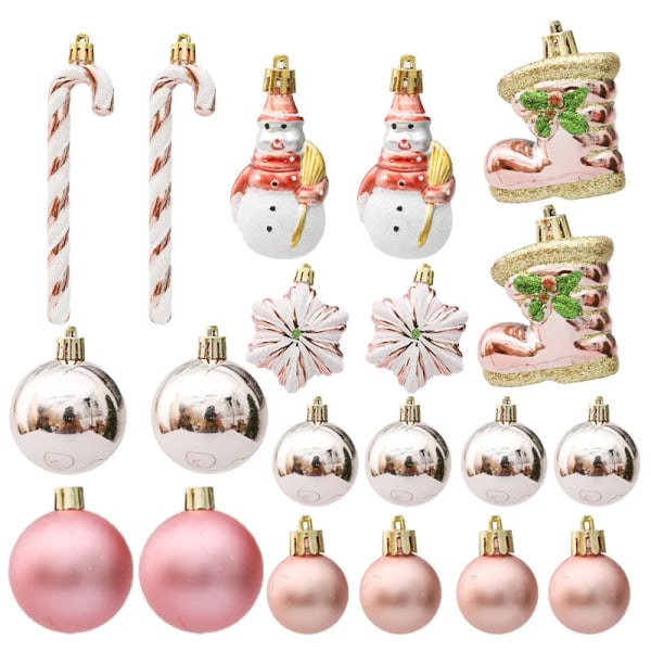 29/20 kpl Joulukuusen Palloja Riippuva Koriste Karkkikeppi Mäntykäpy Koristesetti Joulu Kodin Sisustus 2024 Navidad Uusi Vuosi Rose Gold-20pcs