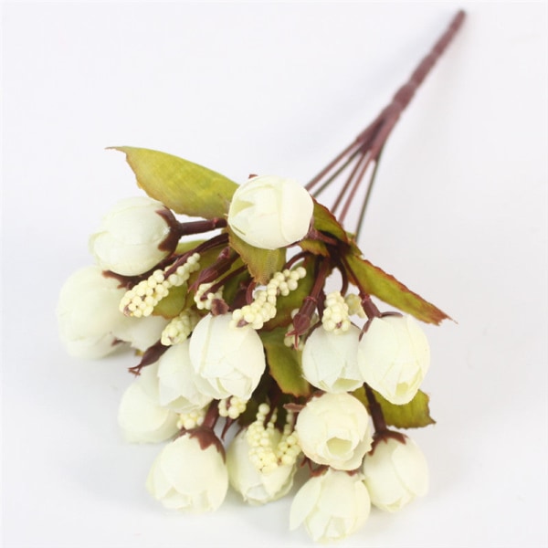 Efterår 15 Hoveder/Buketter Små Knopper Roser Bract Silke Kunstig Blomst DIY Bryllup Hjem Juleindretning Blomstergaver Fotorekvisitter A Deep pink