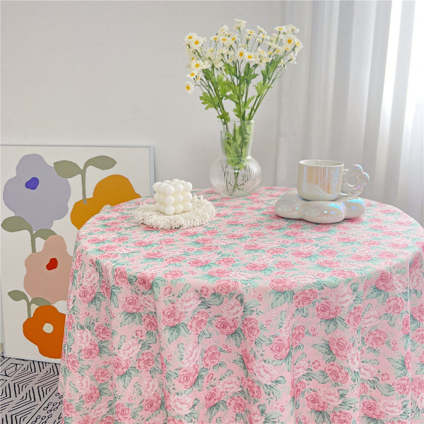 Bordsduk med blommönster i koreansk stil, kaffebordsduk, matbordsöverdrag, matbordsduk, tebordsduk, picknickduk C 80X120CM
