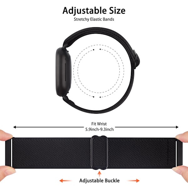 Elastisk Vevd Løkkestropp for Fitbit Versa 3 2 Versa Lite-rem Justerbar Nylon Sportsklokkereim Armbånd for Fitbit Sense-rem Leopard For Fitbit Versa 3