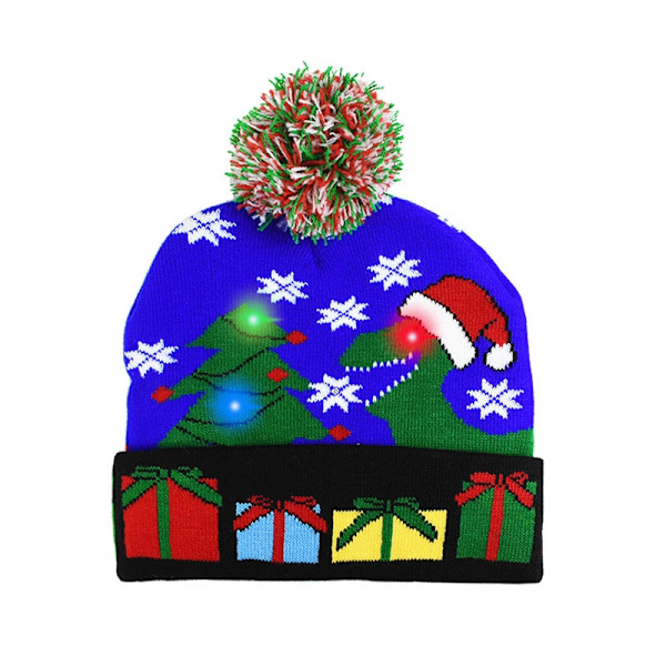 LED Julehue Sweater Strikket Hue Julelys Strikket Hue Julegave til Børn Julepynt J
