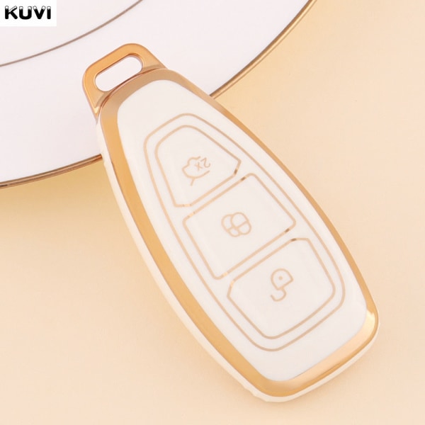 Ny TPU bilfjärrkontroll Smart Key Case Cover Shell för Ford Fiesta Focus 3 4 Mondeo Ecosport Kuga Focus ST Protector Fob Tillbehör White