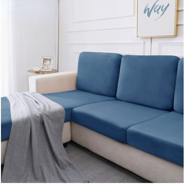 Elastisk Husholdnings Hotell Sølvrev Fløyel Supermykt Sofatrekk Sofabeskyttelse Støvtett Duk 27# peacock blue three-person:65-90cm width 130-160cm