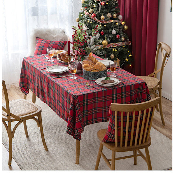 Julhelg Duk Röd Rutig Bordsduk Vardagsrum Dekoration Te Bordsduk Bordsmatta Rektangulär Duk Large plaid red 140*260cm