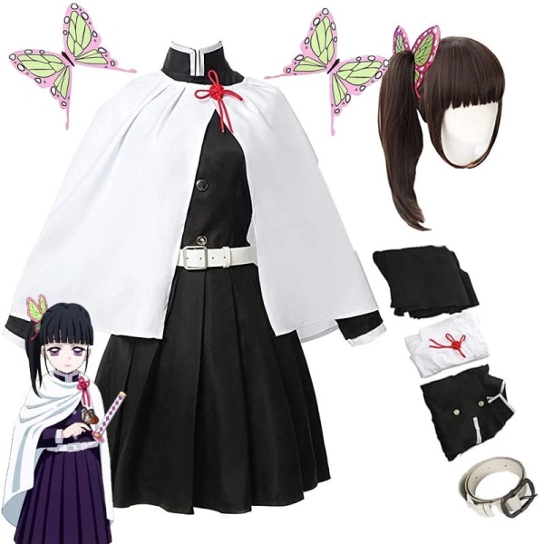Aikuisten lasten Demon Slayer Kimetsu No Yaiba Anime Kimono Kanroji Mitsuri Cosplay -asu Kisatsutai Seksikkäät naisten Halloween-vaatteet Full Set and Wig 1 150cm