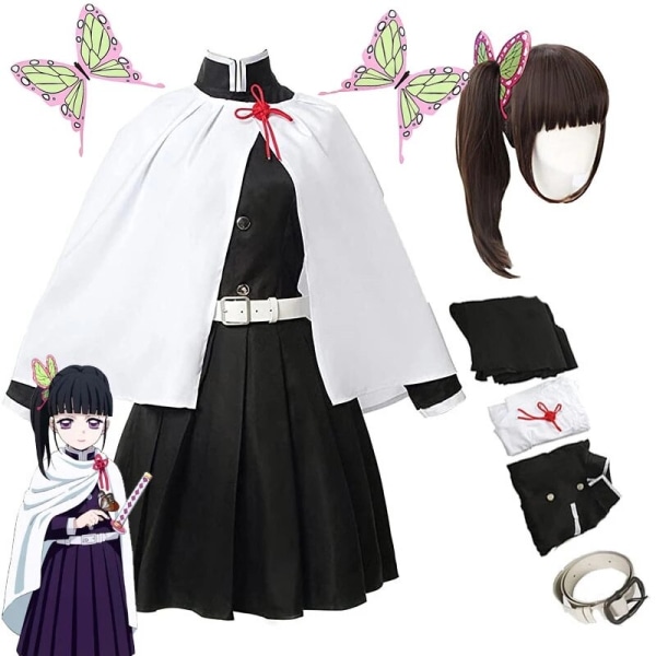 Vuxna barn Demon Slayer Kimetsu No Yaiba Anime Kimono Kanroji Mitsuri Cosplay Kostym Kisatsutai Sexiga Kvinnor Halloween Kläder Full Set and Wig 1 L