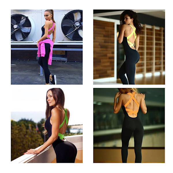 Yoga Set Sportkläder Rygglös Sportdräkt Träningsset för Kvinnor pink XL