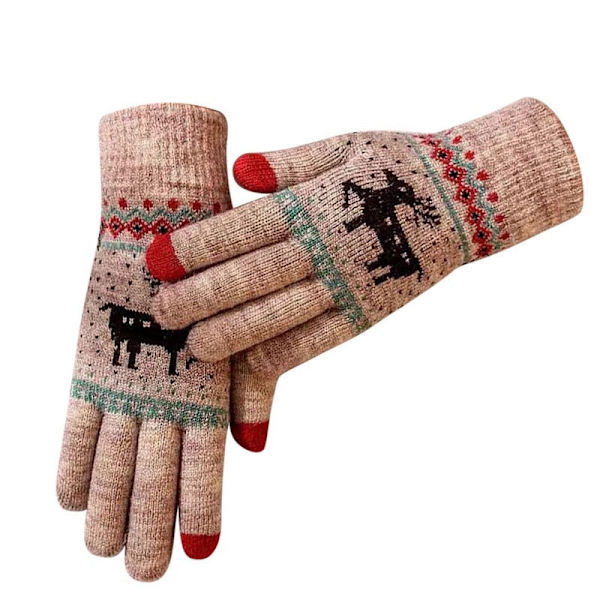 Dam Vinterhandskar Varma Touch Screen Svarta Pälshandskar Hel Finger Vantar Körhandskar Vindtäta Handskar Femmale Guantes Khaki-B One size