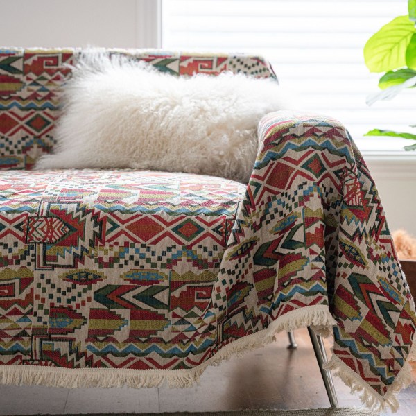 Amerikansk Country Soffhandduk Tjock Jacquard Vintage Handduksöverdrag Tyg Utomhus Vild Servett Quadrangle jacquard white beard 180*340