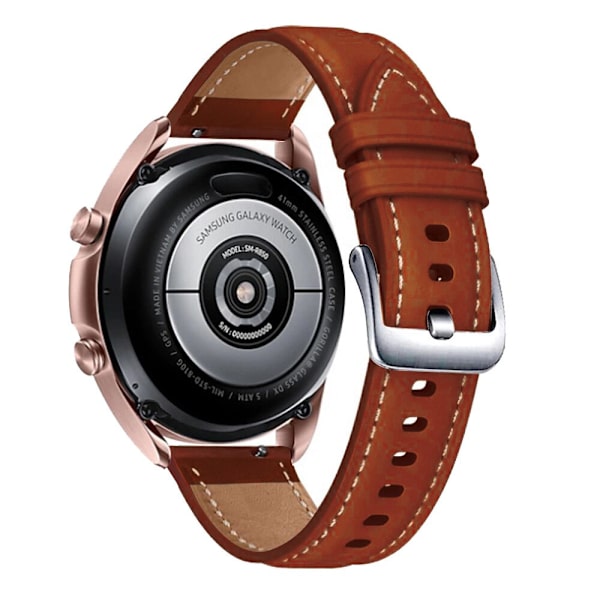 Til Samsung Galaxy Watch 3 45mm Rem Ægte Læderrem 22mm Urrem Armbånd Uremme Armbånd Til Galaxy Watch 46mm Yellow brown-Black 22mm
