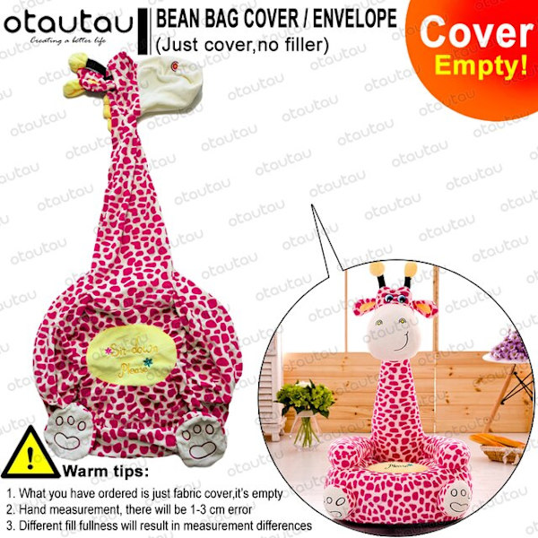 Barn Tecknad Sofföverdrag Sittsäck Stol Söt Puff Ottoman Fåtölj Soffa Mjuk Sammet Golvsits Puff Futon Barnmöbler Gåva pink giraffe