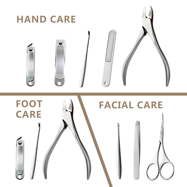 Professionell Manikyrset 8 delar Rostfritt Stål Nagelset Pedikyrset Nagelvårdsset Rese Nagelverktyg För Kvinnor & Män B