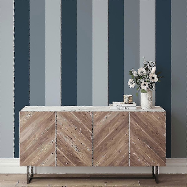 Randig tapet - Mjuk BlåMarinblåDenim Soft BlueNavyDenim