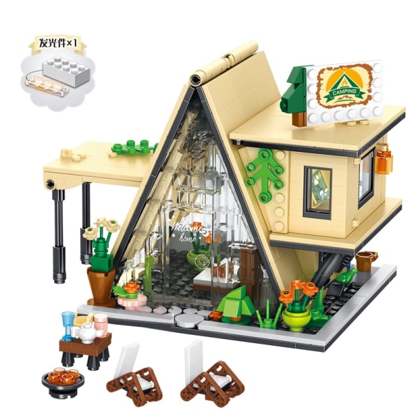 MOC Kreativ Blomsterbuket Butik Hus Model Byggeklods Byudsigt Ferie Sommer Kaffebar Klodser Pigelegetøj Børnegaver 579pcs no box As  photo
