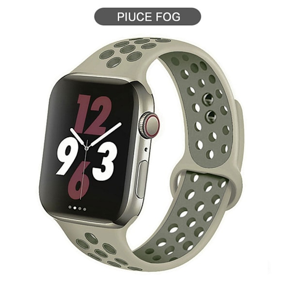 Silikoniranneke Apple Watch -rannekkeelle 44mm 40mm 38mm 42mm Hengittävä urheiluranneke iWatch serie 5 4 3 2 SE 6 -kellon ranneke moss green 42MM or 44MM-M L