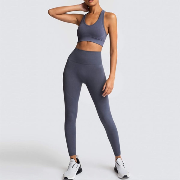 Yogadräkt Sportkläder Fitness Sport-bh Leggings 2-delade set för yoga dam kafei L