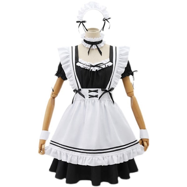 Sort Sød Lolita Maid Kostumer Piger Kvinder Dejlig Maid Cosplay Uniform Animationsshow Japansk Outfit Kjole Tøj Full Set L