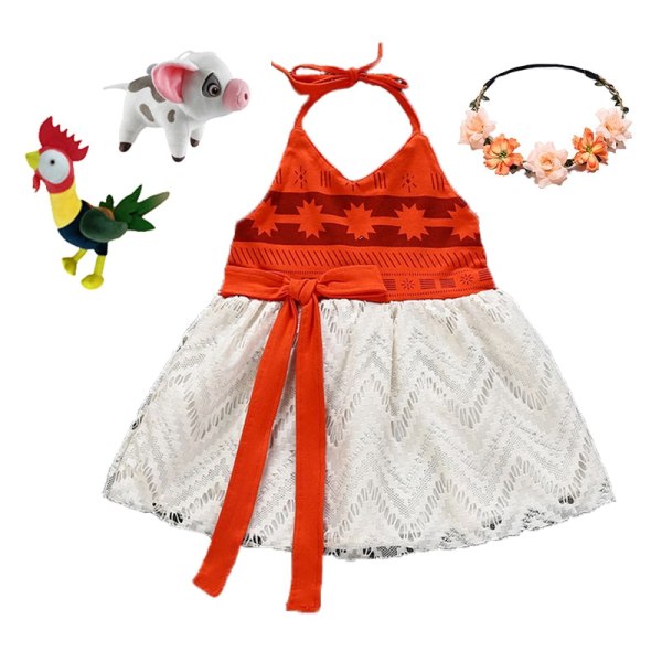 Moana Klänning Kostymer Cosplay Toddler flicka klänningar Anime Film Moana Kostym Halloween Kostymer Presenter till flickor Klänning för flickor A-4 3T(100)