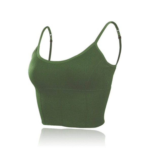 Yoga BH Push Up Bomull Solid Sport BH För Kvinnor Tjej LightGreen Free Size