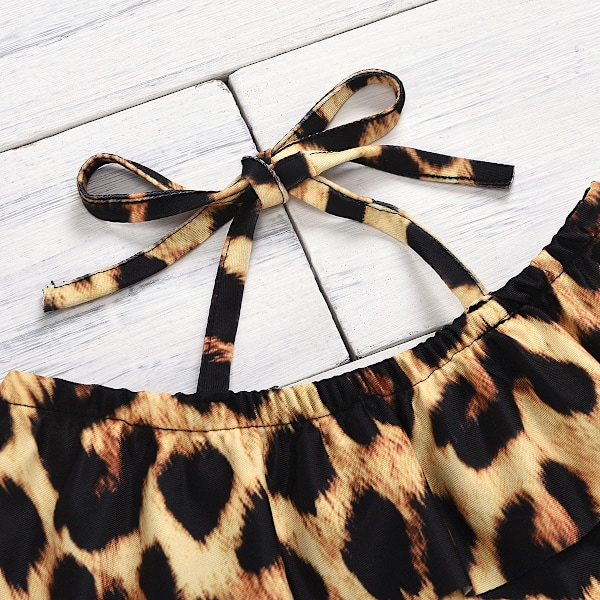 Baddräkt Flickors Sommar En-del Triangel Baddräkt leopard print 100cm
