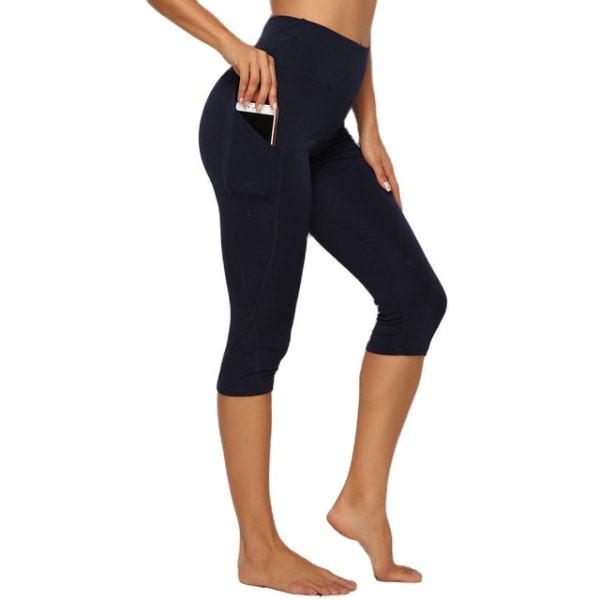 Yogabyxor Dam Fitness Yoga Gym Leggings med hög midja 01Capri Blue M